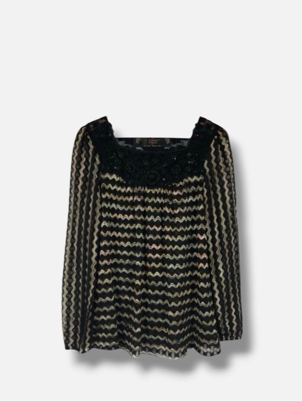 NEW ROMANTIC'S Free People Zig Zag Shimmer Blouse - Size Medium